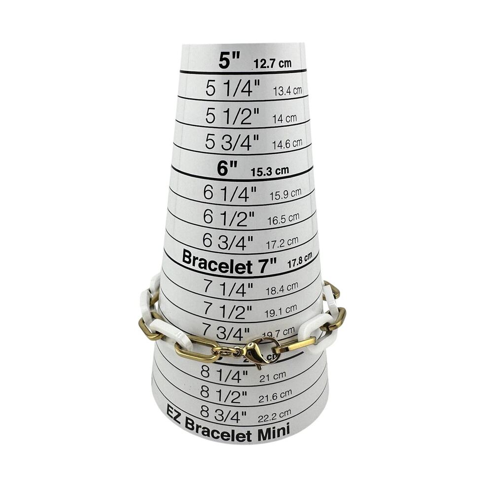 Modern Unique White Glass Gold Tone Large Paperclip Chain 7.75” Bracelet - Picture 6 of 6